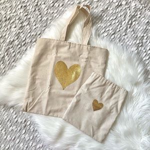 (💛2/$30) NWOT Canvas Heart Tote